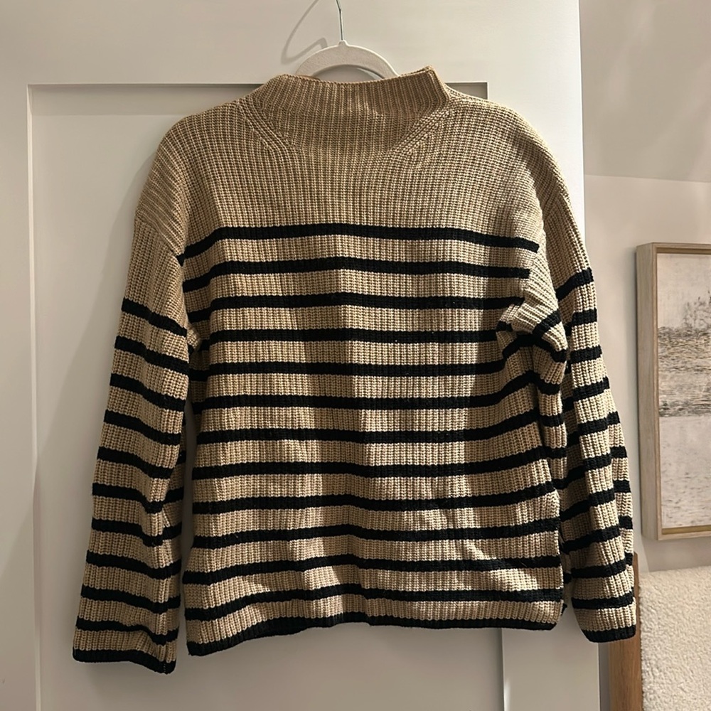 Rails Claudia Brown & Black striped knit mock-neck sweater